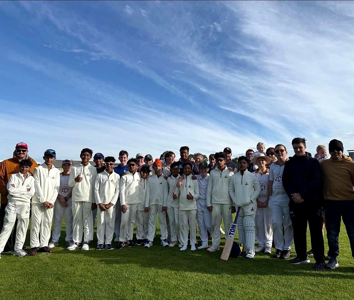 RUNS XI players and the Indian touring academy side together after the game
